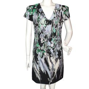 MILLY Dress, 10, Chloe, Multicolor Painted Abstract, Mini, Short sleeves, Zipper